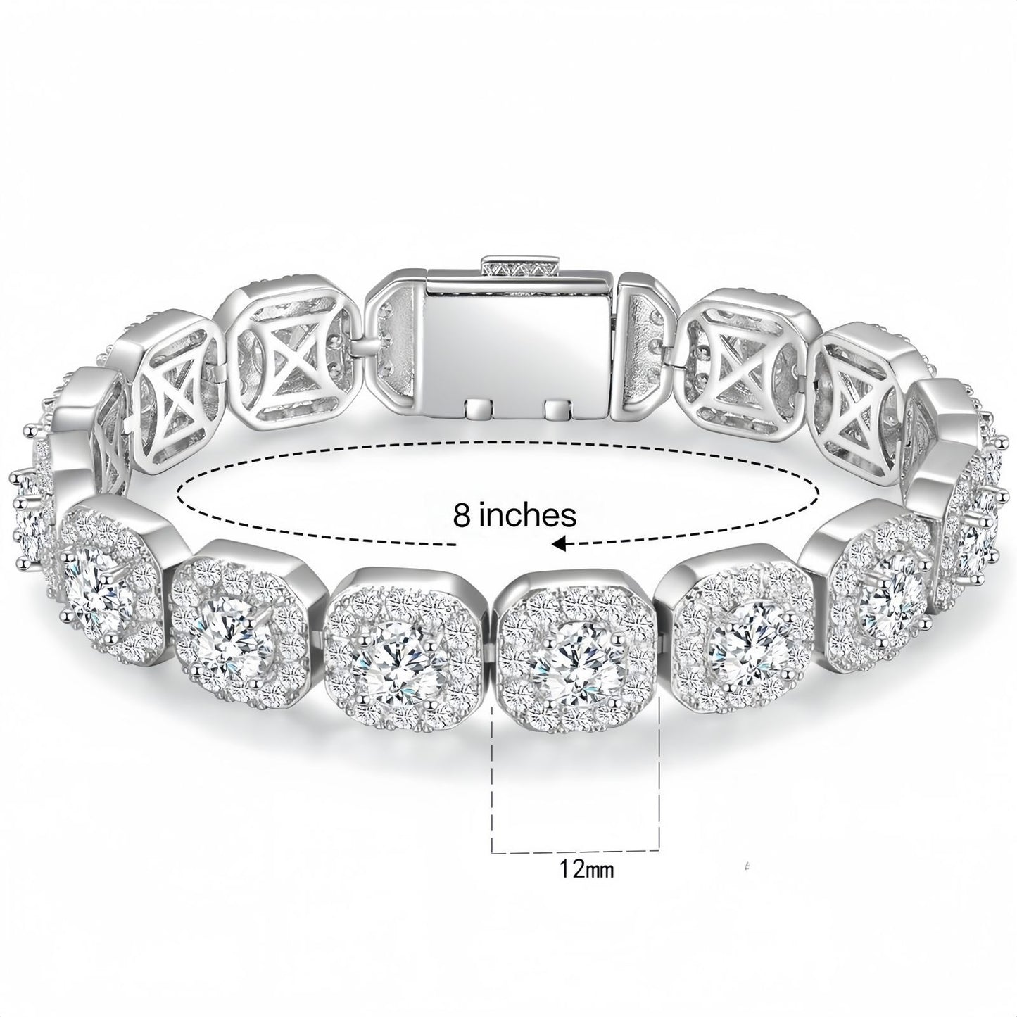 Wide Iced Tennis Bracelet