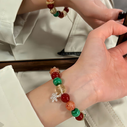 Festive Christmas Energy Bracelet with Malachite & Red Agate