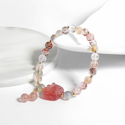 Strawberry Quartz Cat Paw Bracelet
