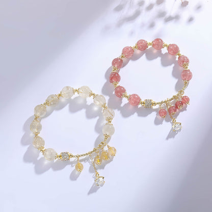 Strawberry Quartz Beaded Bracelet