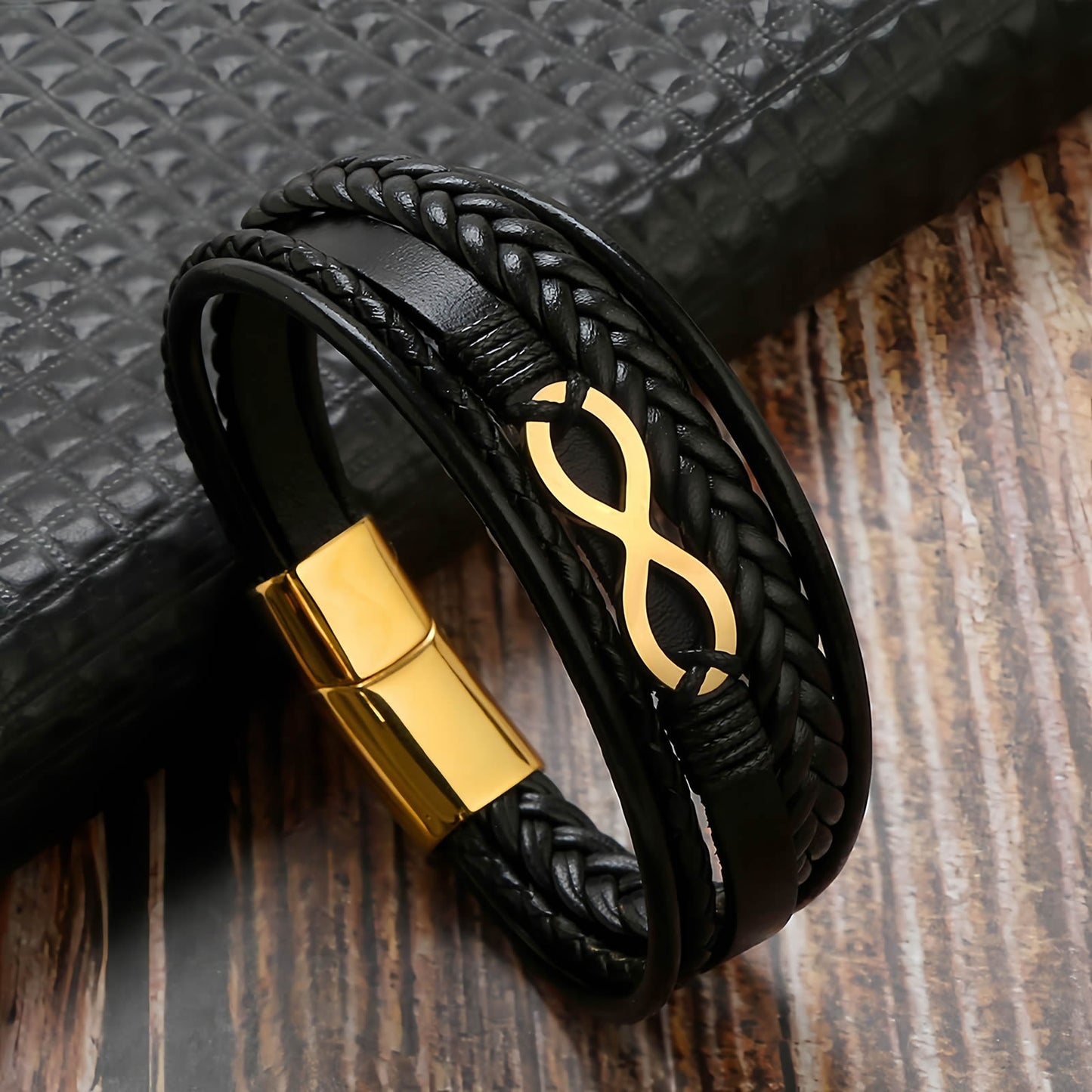 Infinity Symbol Leather Bracelet for Men