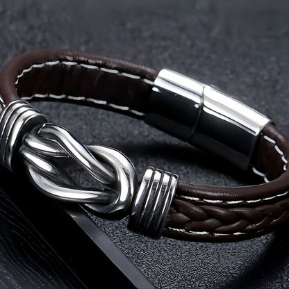 Titanium Steel Knot Leather Bracelet