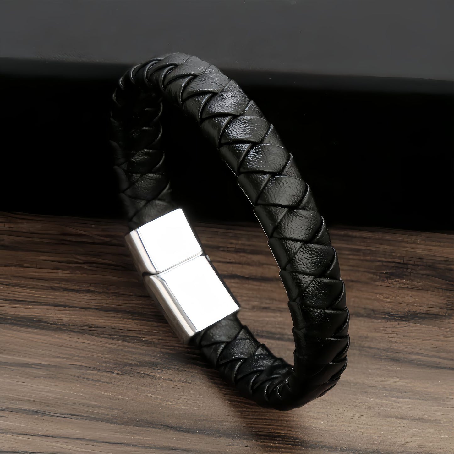 Men's Thick Braided Leather Cuff