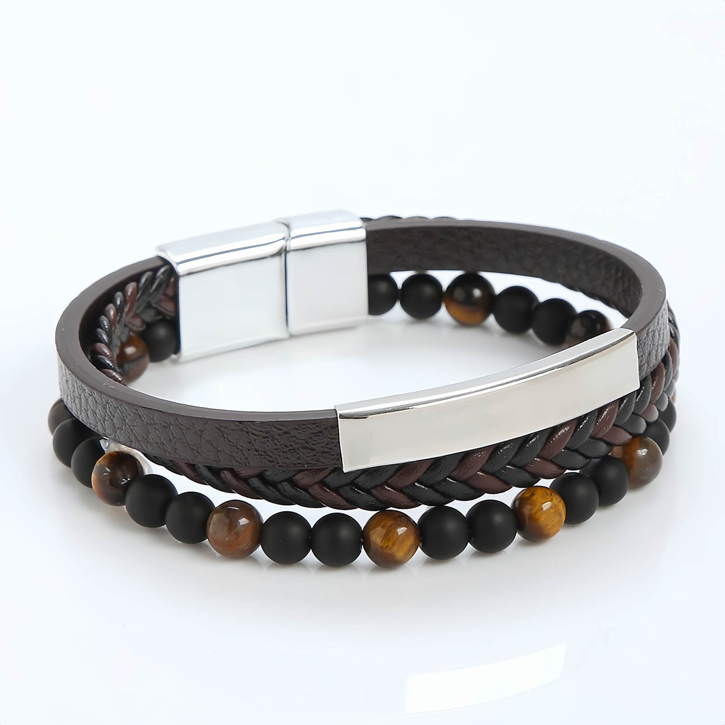 Men's Multi-Layer Braided Leather Beaded Bracelet