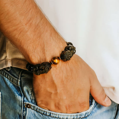 Golden Obsidian Double Pixiu Bracelet