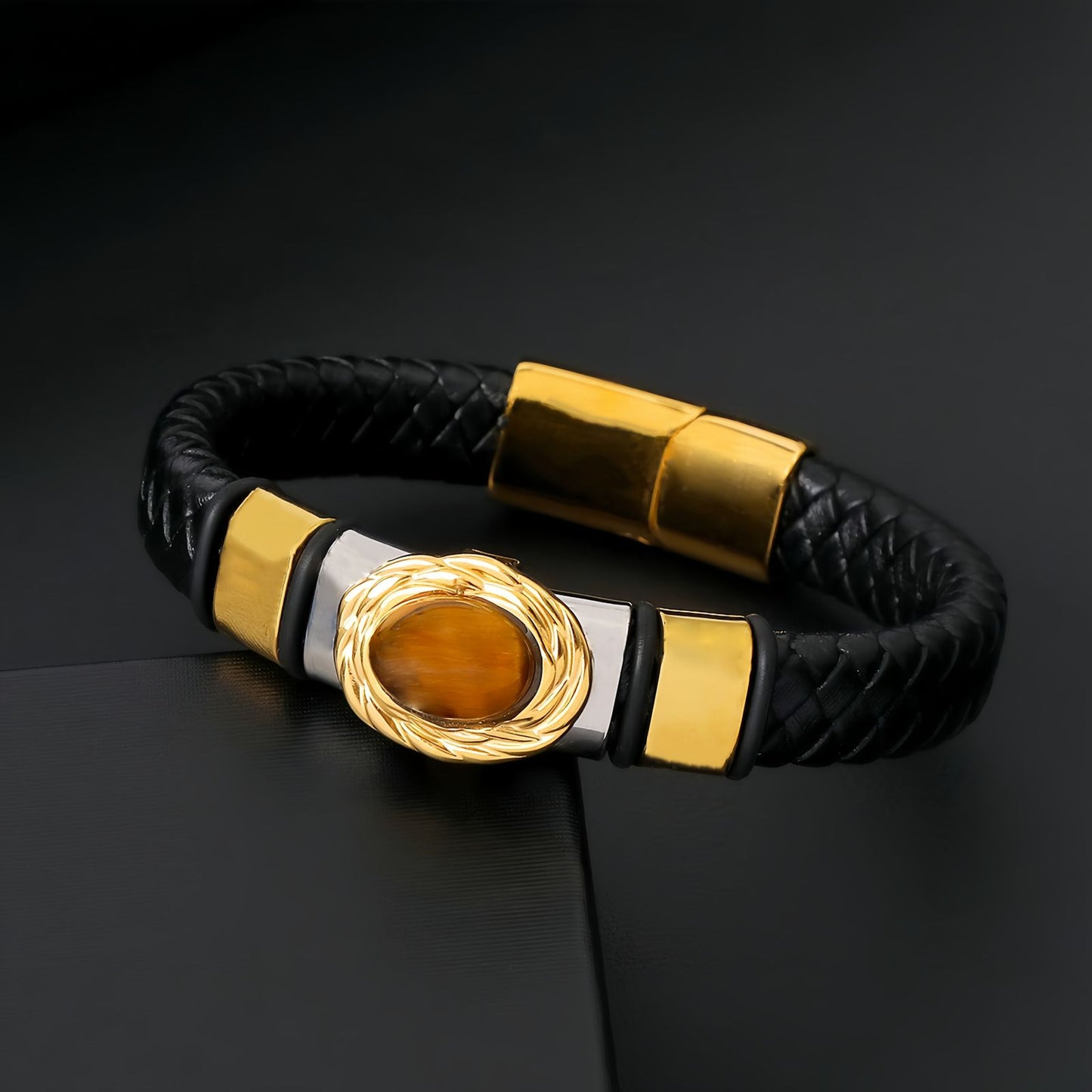 Tiger Eye Inlay Men's Bracelet