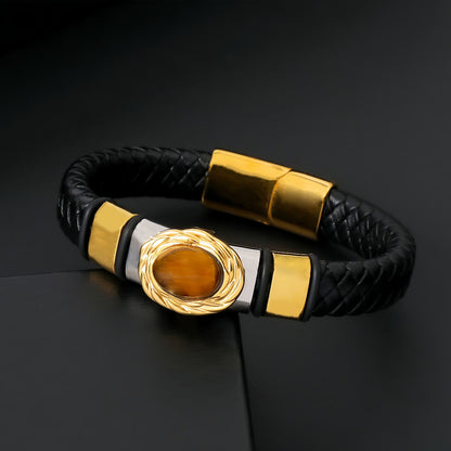 Tiger Eye Inlay Men's Bracelet