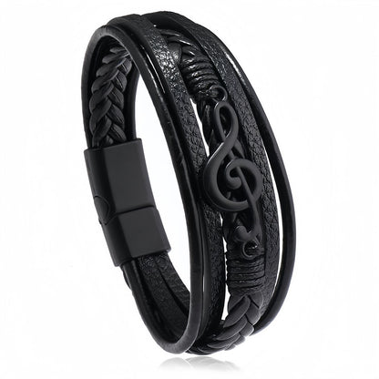 Treble Clef Multi-Layer Leather Bracelet