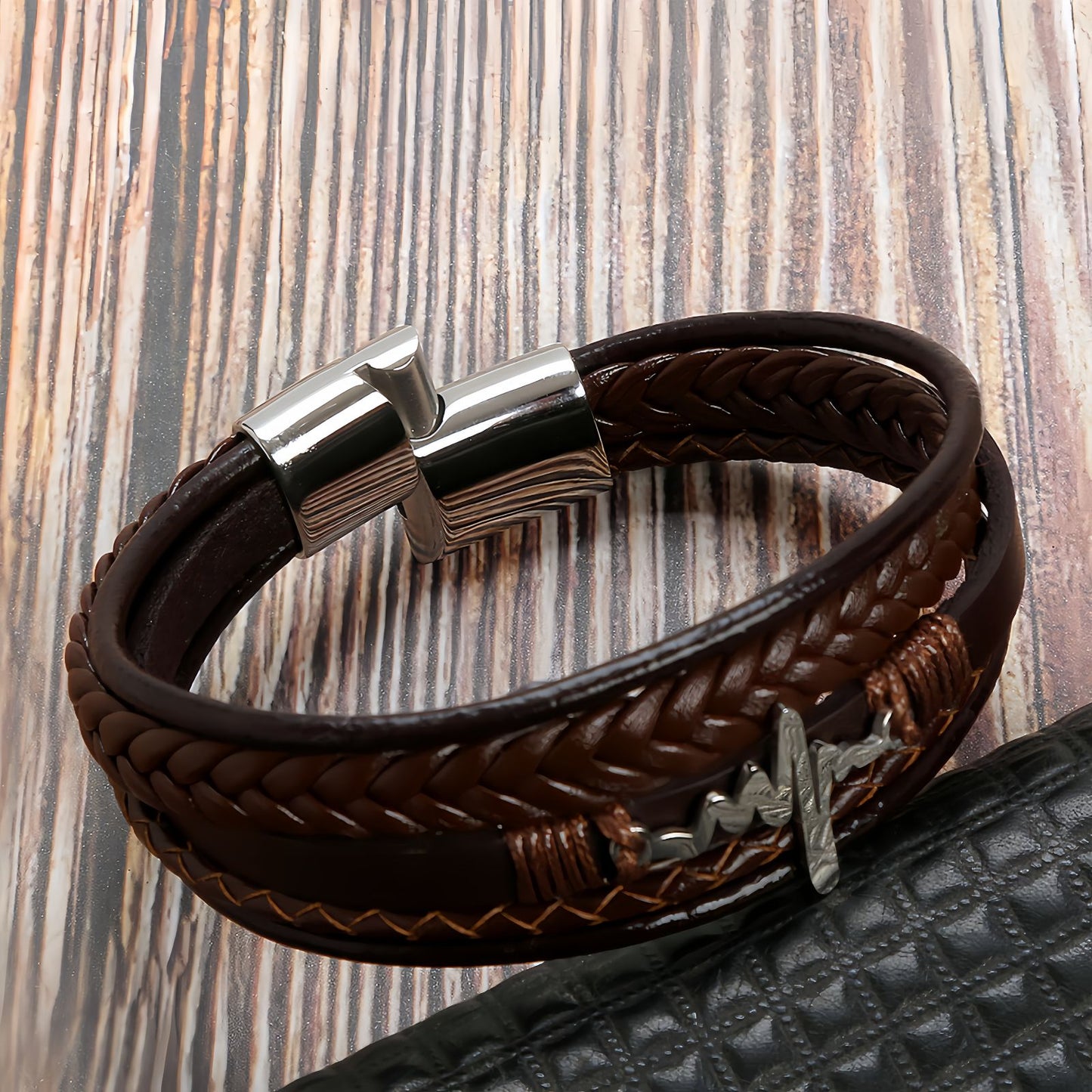 Men's Heartbeat Leather Bracelet