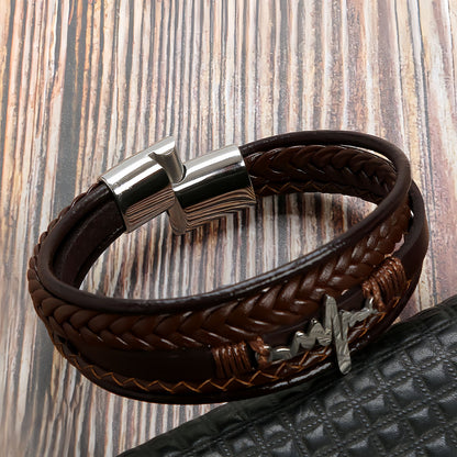 Men's Heartbeat Leather Bracelet