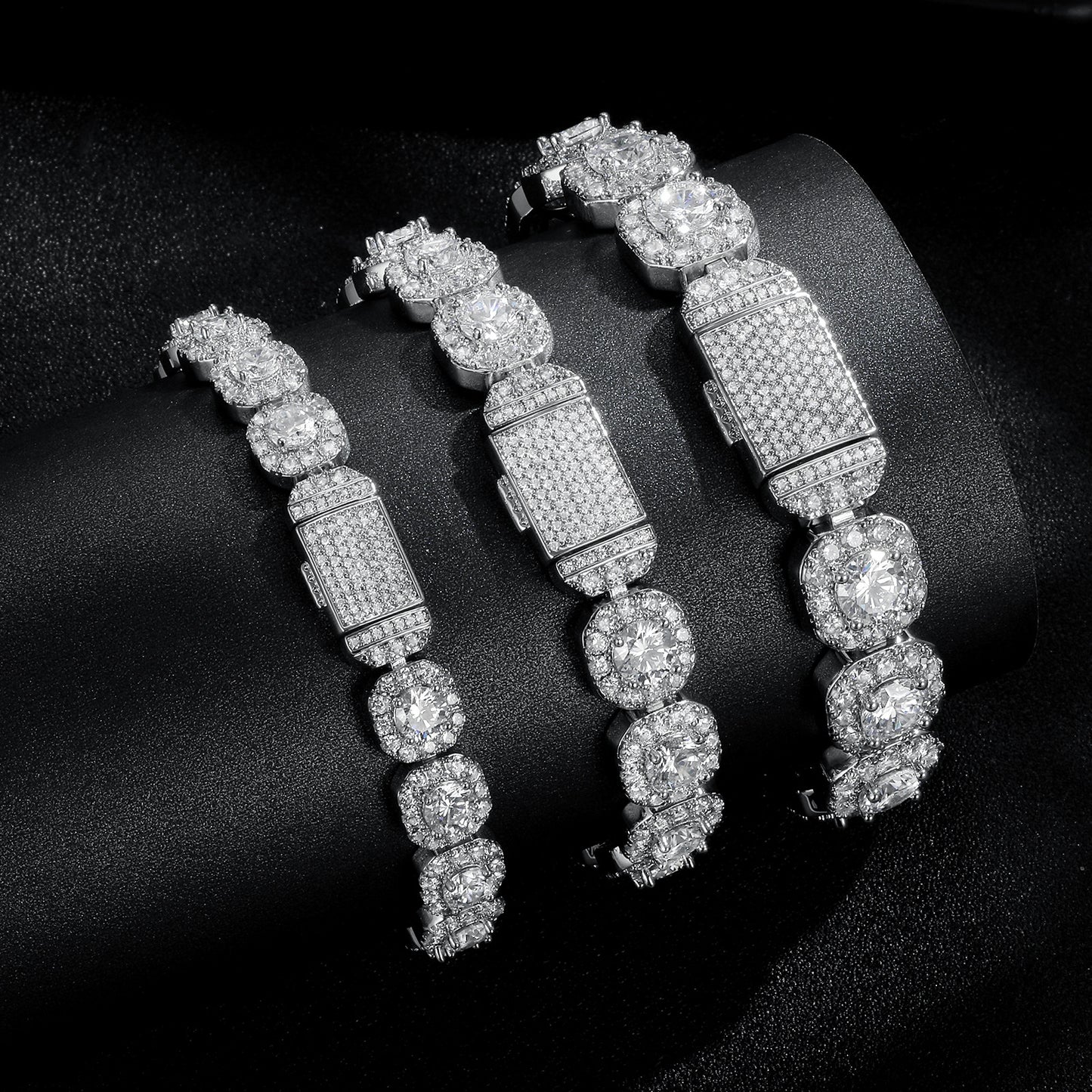 Wide Iced Tennis Bracelet