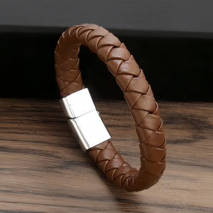Men's Thick Braided Leather Cuff