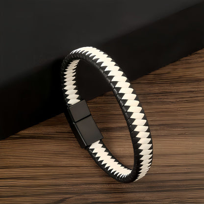 Men's Two-Tone Braided Leather Bracelet