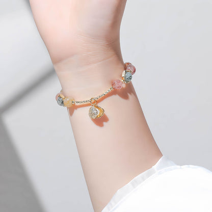 Colorful Rutilated Quartz Shell Beaded Bracelet