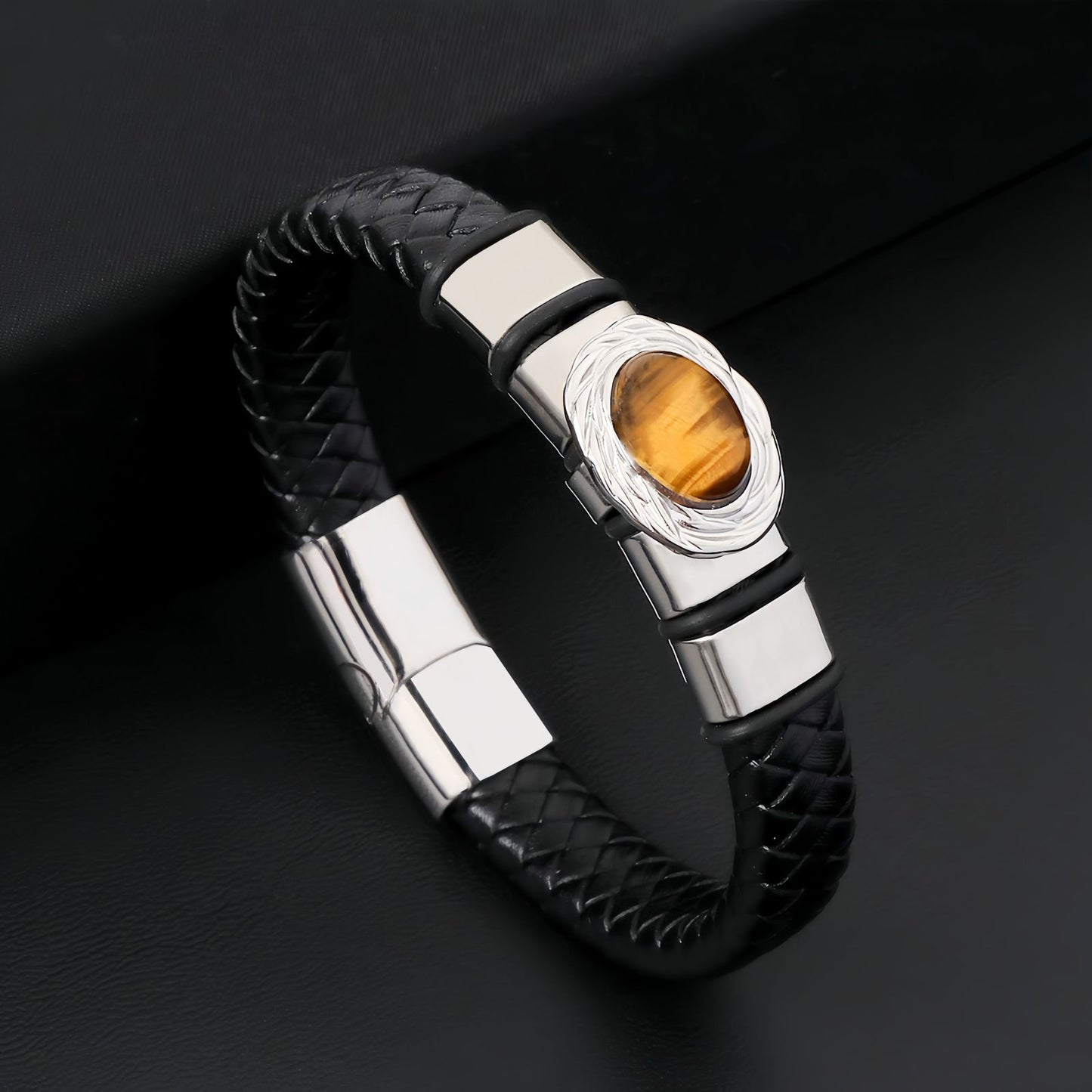 Tiger Eye Inlay Men's Bracelet