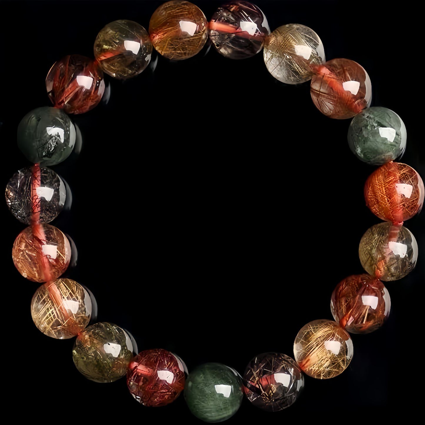 Multi-Color Rutilated Quartz Bracelet with Fortune