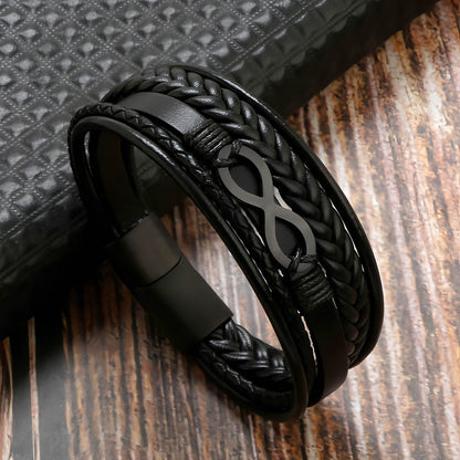 Infinity Symbol Leather Bracelet for Men