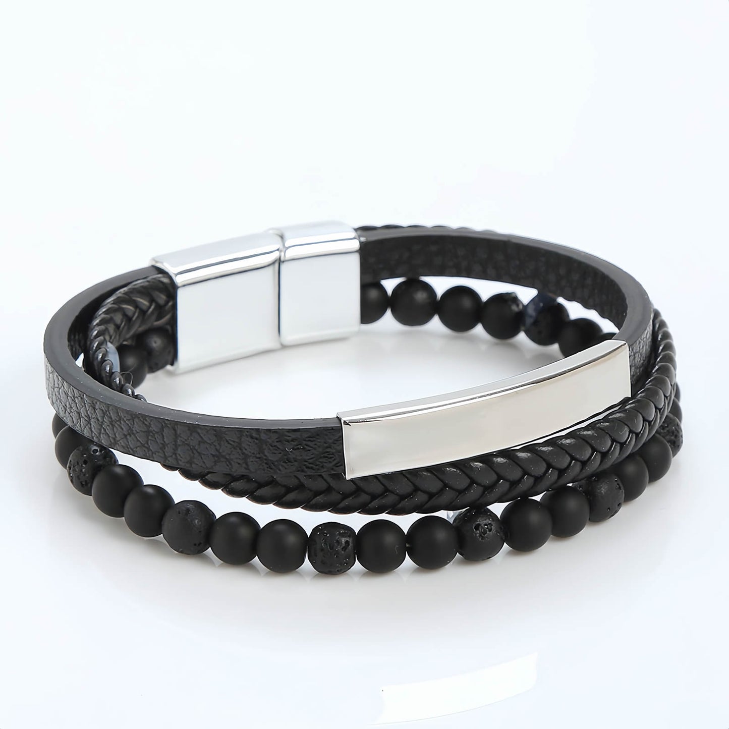 Men's Multi-Layer Braided Leather Beaded Bracelet