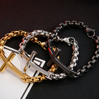 Cross Bar Curb Chain Bracelet