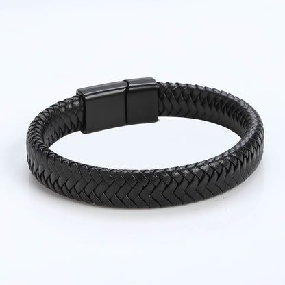 Men’s Braided Leather Bracelet with Magnetic Clasp