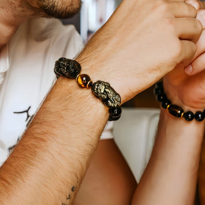 Golden Obsidian Double Pixiu Bracelet