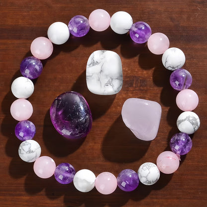 Sleep-Calming Amethyst & Rose Quartz Bracelet