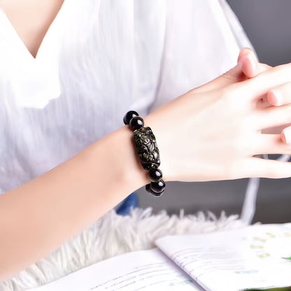 Wealth-Attracting Dual Gold-Eyed Pixiu Bracelet
