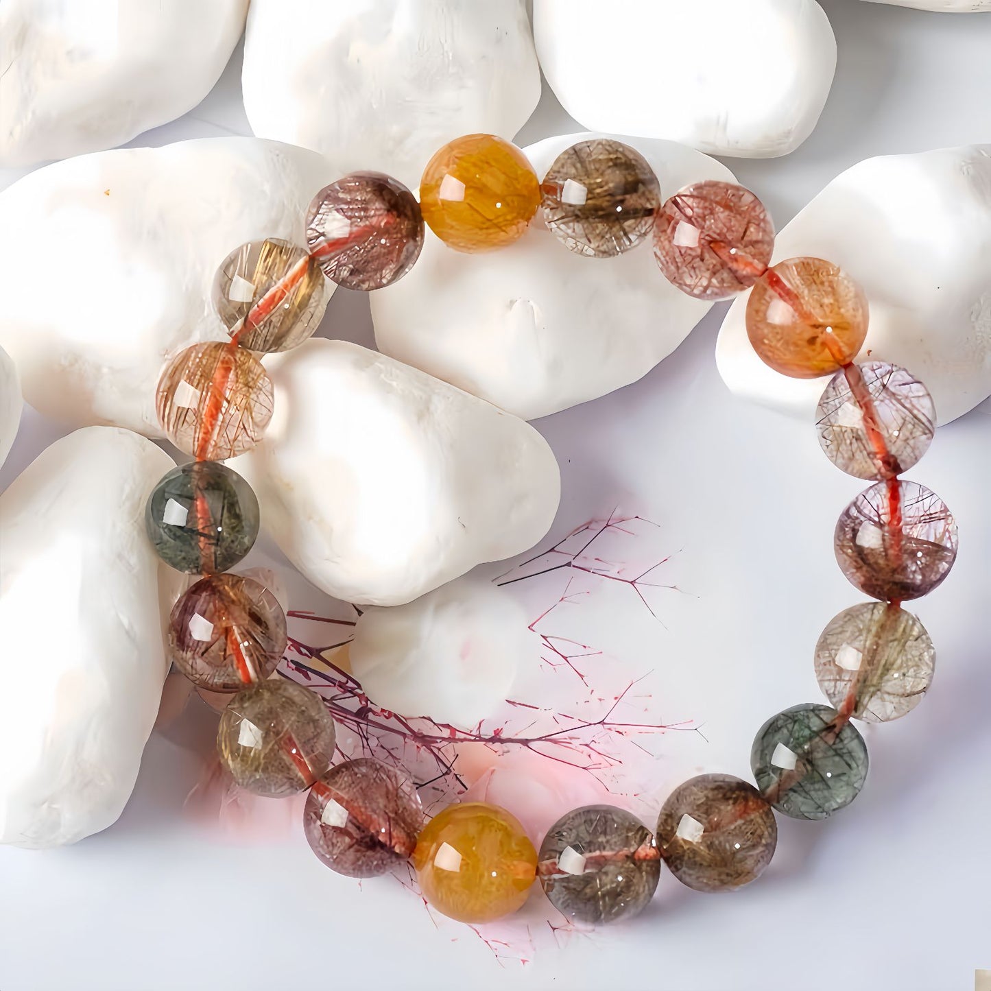 Multi-Color Rutilated Quartz Bracelet with Fortune