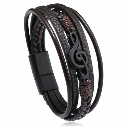 Treble Clef Multi-Layer Leather Bracelet