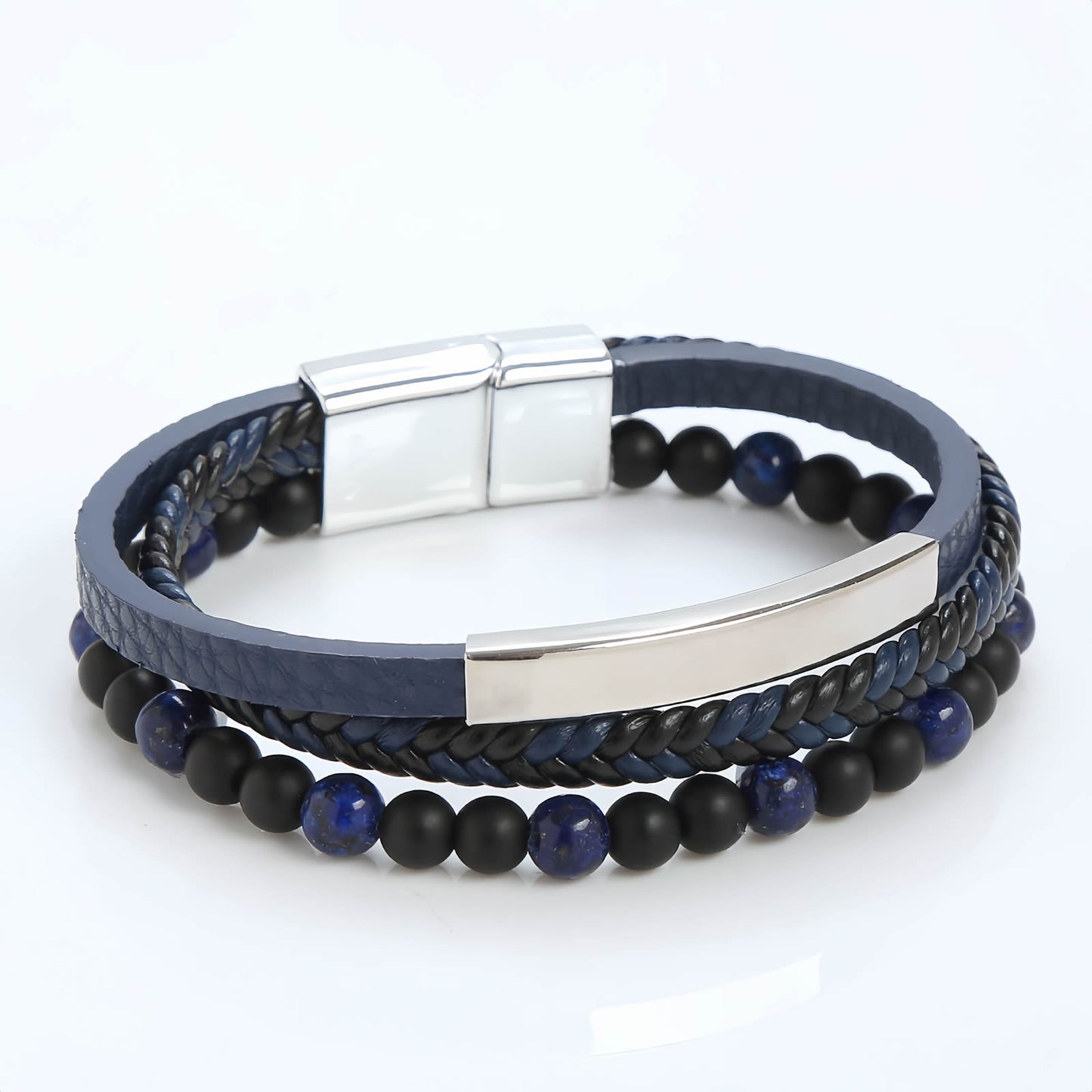 Men's Multi-Layer Braided Leather Beaded Bracelet