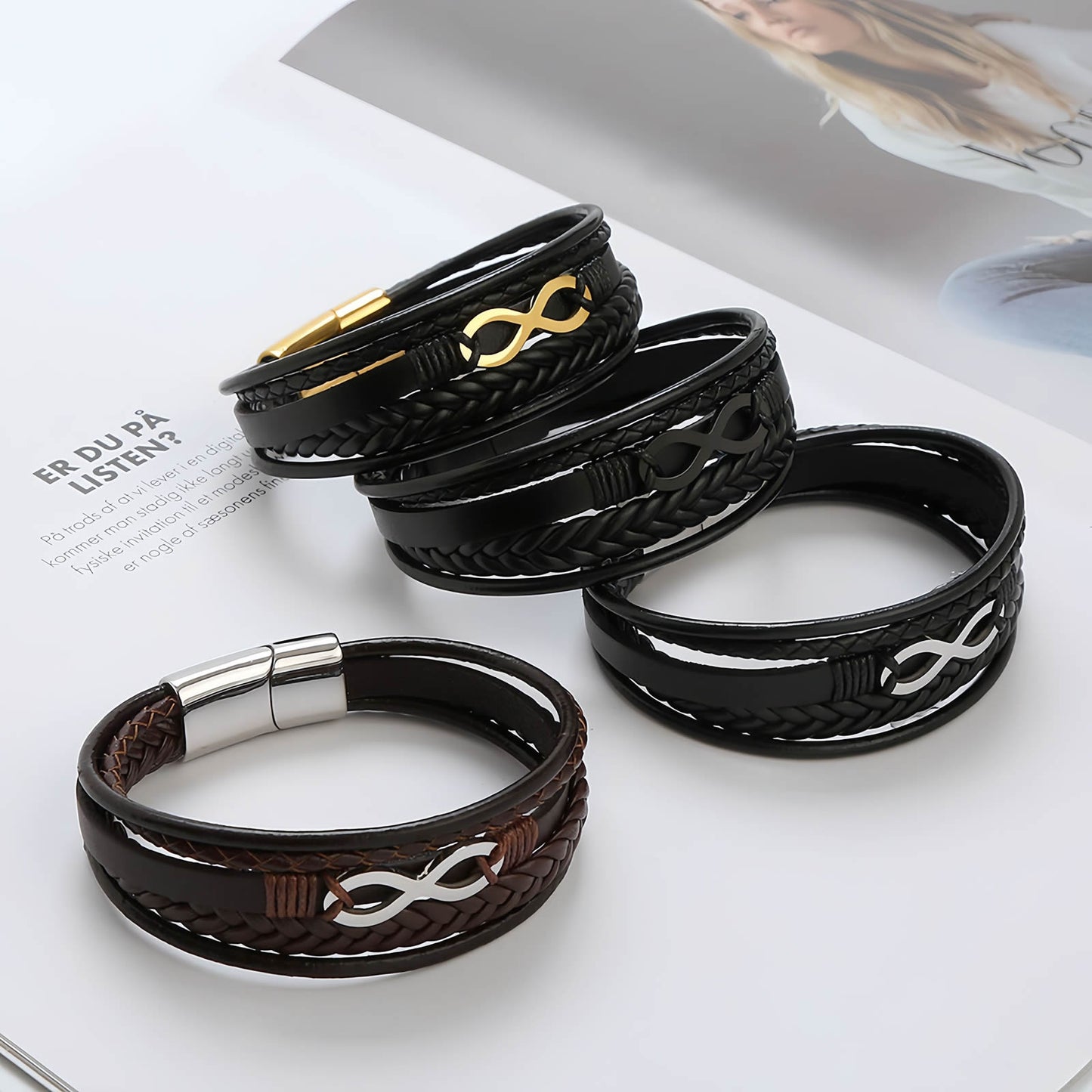 Infinity Symbol Leather Bracelet for Men