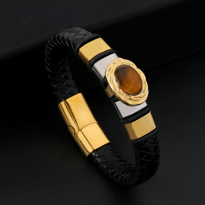 Tiger Eye Inlay Men's Bracelet