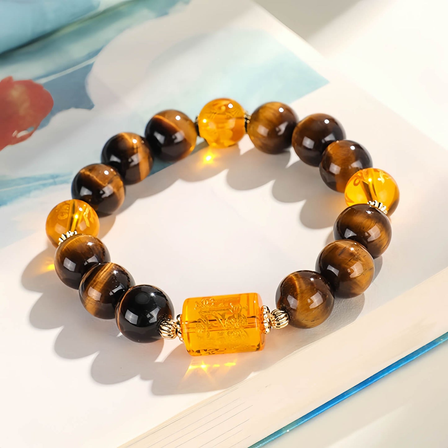 Wealth & Prosperity Tiger Eye & Citrine Beaded Bracelet