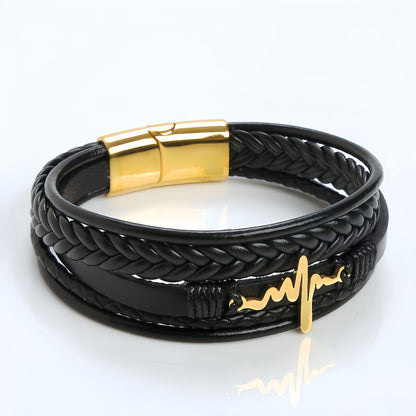 Men's Heartbeat Leather Bracelet
