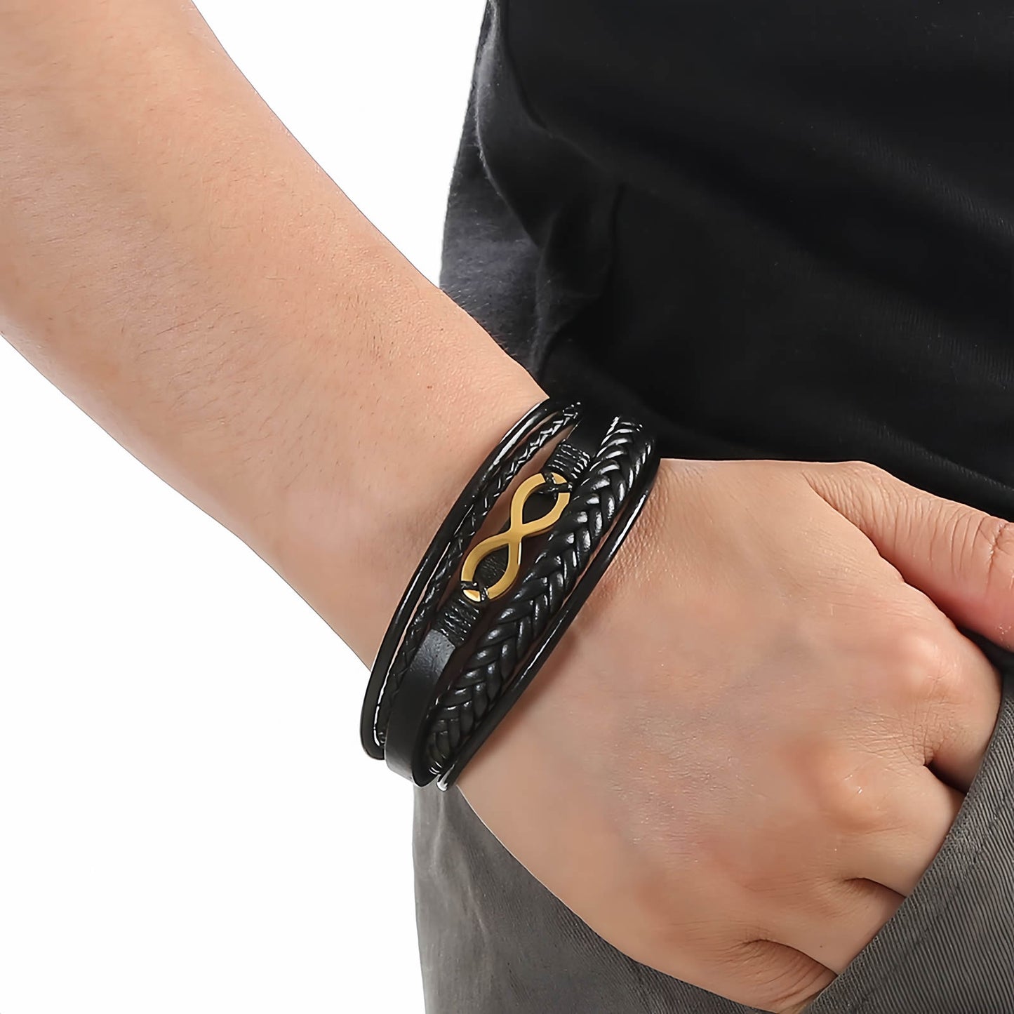 Infinity Symbol Leather Bracelet for Men
