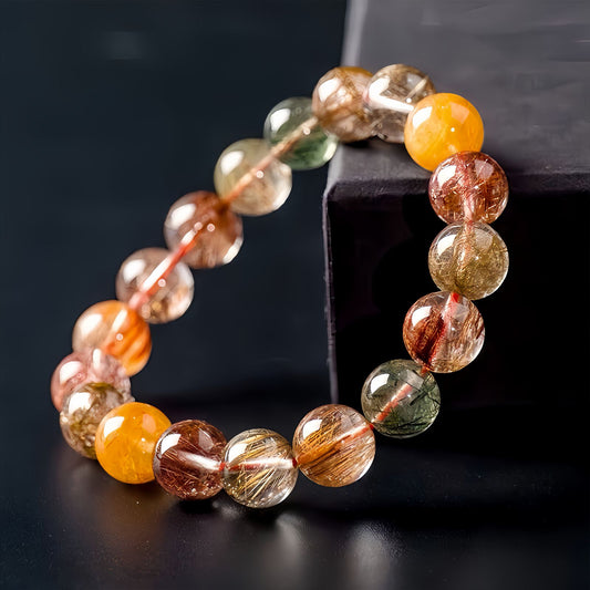 Multi-Color Rutilated Quartz Bracelet with Fortune