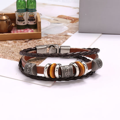 Vintage Tribal Leather Men's Bracelet