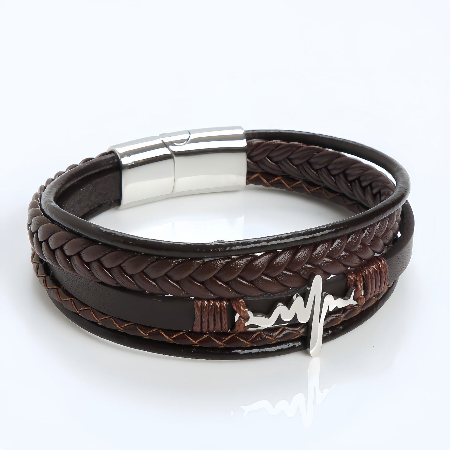 Men's Heartbeat Leather Bracelet