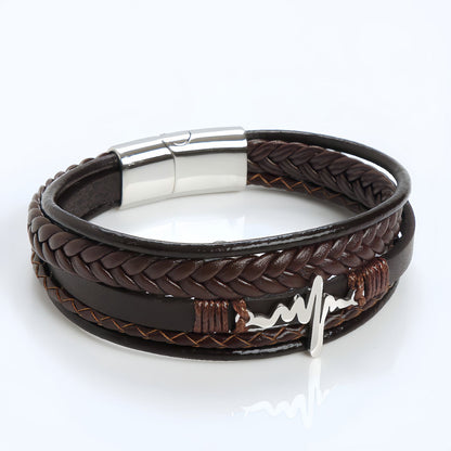 Men's Heartbeat Leather Bracelet