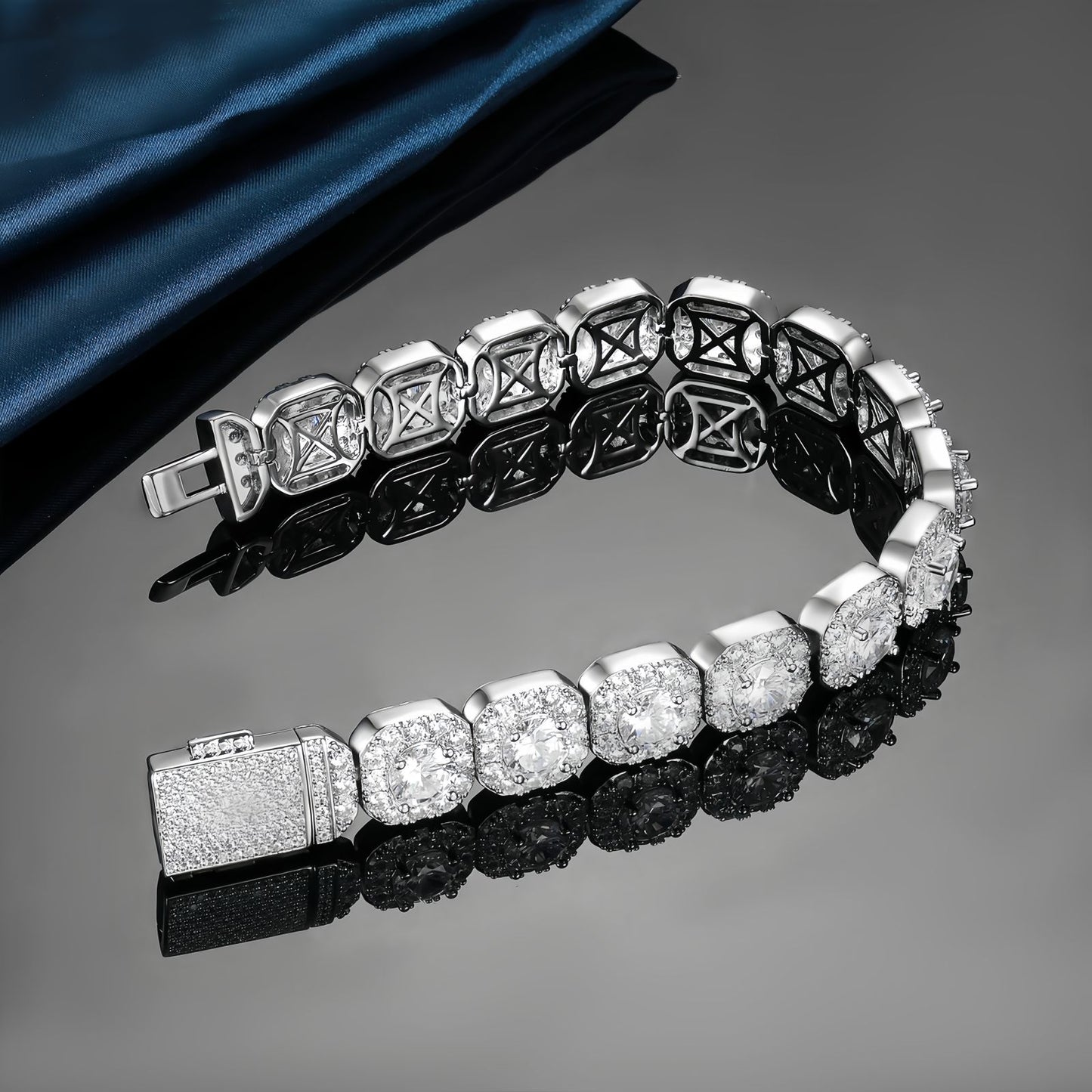 Wide Iced Tennis Bracelet