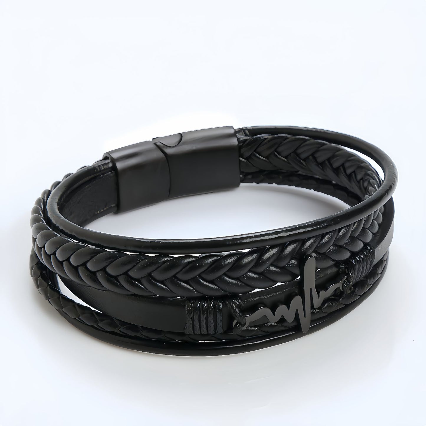 Men's Heartbeat Leather Bracelet