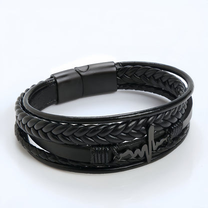 Men's Heartbeat Leather Bracelet