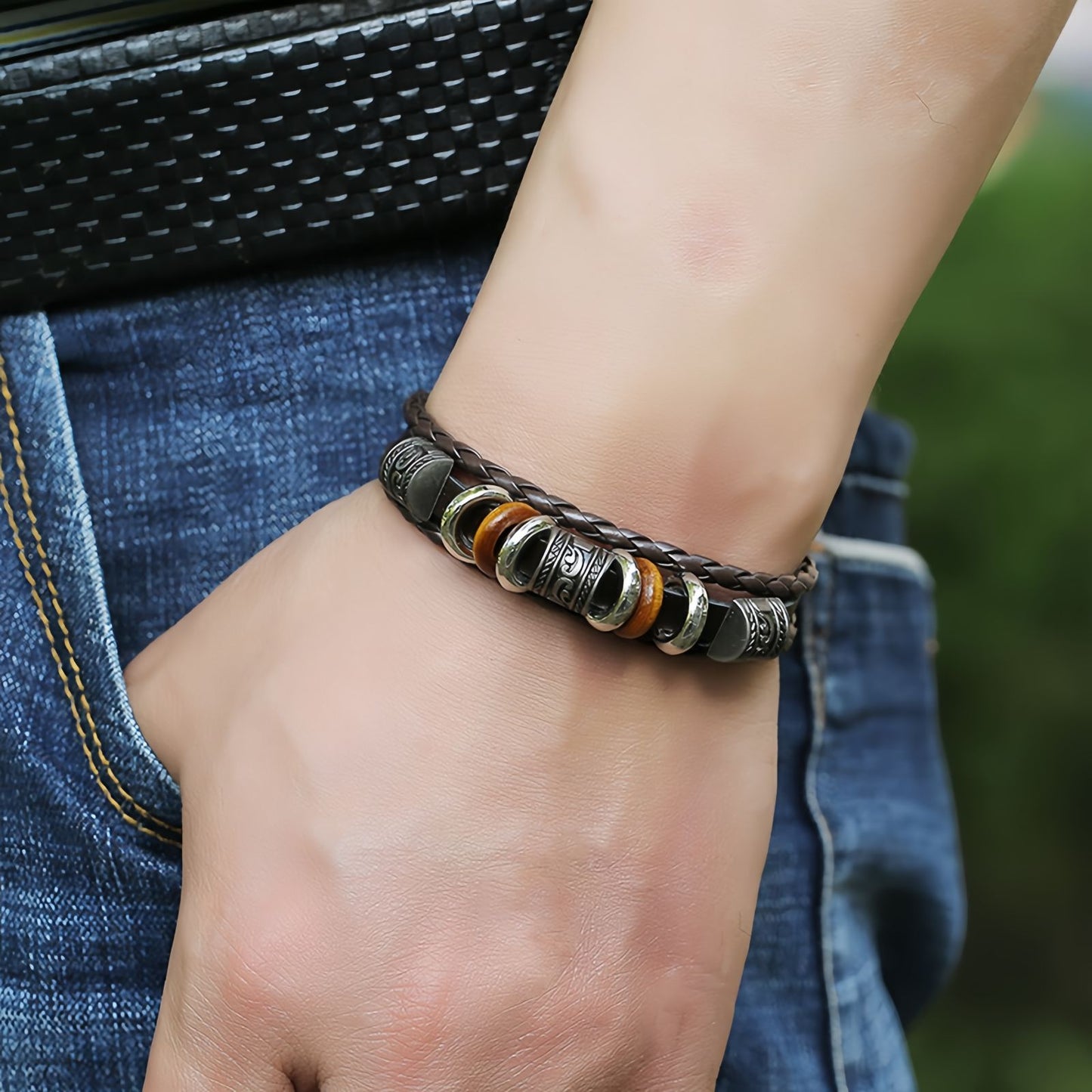 Vintage Tribal Leather Men's Bracelet