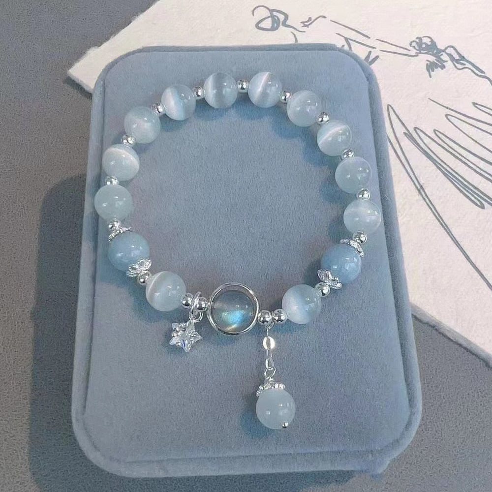 Butterfly Aquamarine Moonstone Bracelet