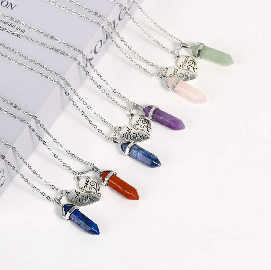 Couple Heart Hexagonal Crystal Pendant