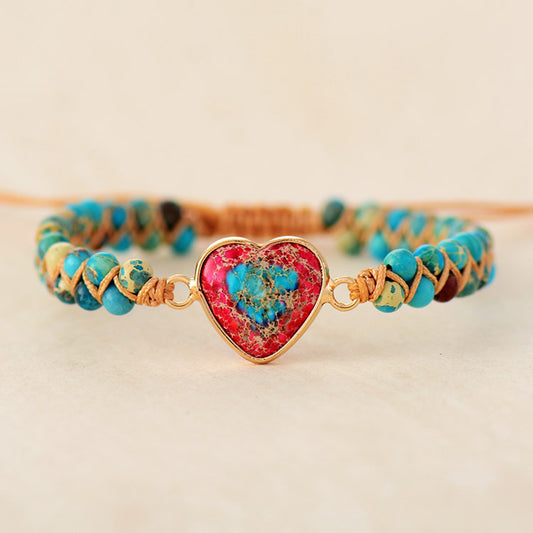 Heart Jasper Braided Bracelet