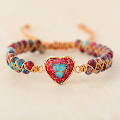Heart Jasper Braided Bracelet