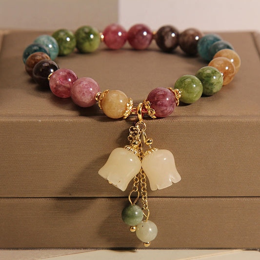 Multicolored Tourmaline Beaded Bracelet