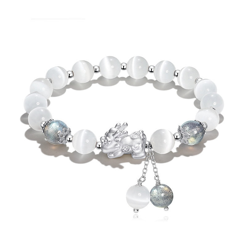 Couple Natural Cat's Eye Moonstone Bracelet