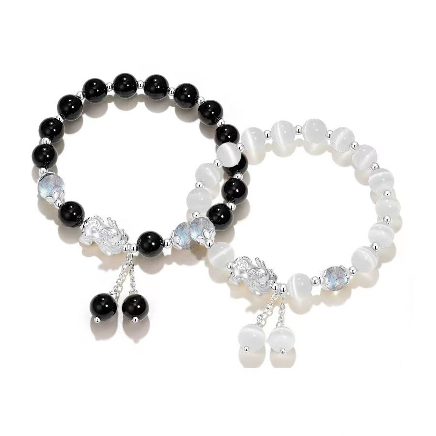Couple Natural Cat's Eye Moonstone Bracelet